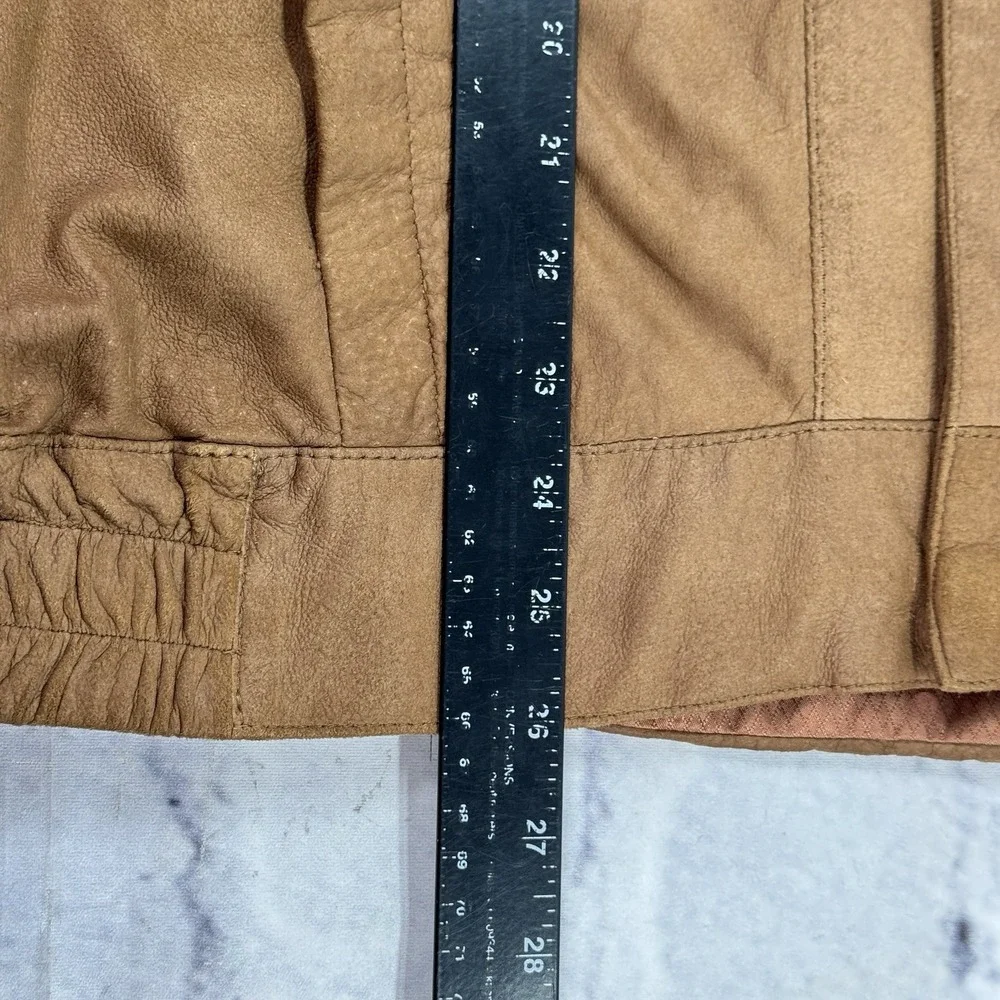Vintage Remy‎ Mens Size 44 Leather Bomber Jacket Camel Brown Butter Soft Zip USA